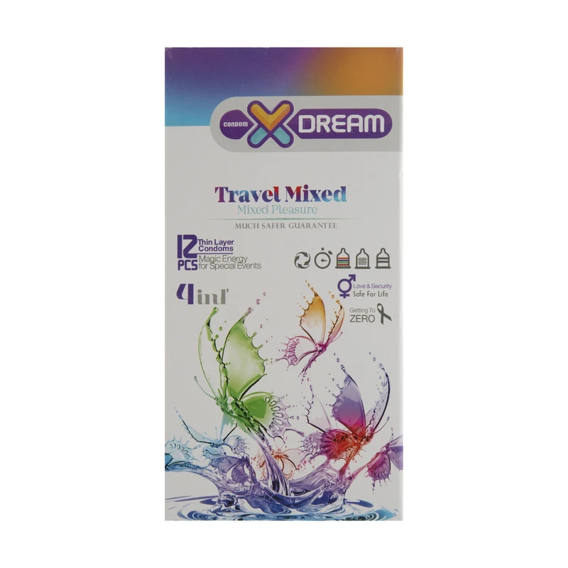 کاندوم ایکس دریم کاندوم ایکس دریم مدل Travel Mixed بسته 12 عددی