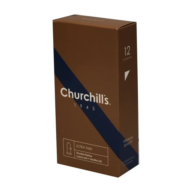 کاندوم چرچیلز کاندوم چرچیلز مدل Ulitra Thin Double delay بسته 12 عددی
